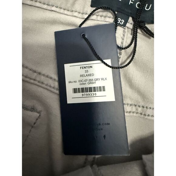 Five Four Gray Jeans Fenton Relaxed  Straight Mens 33x32 Casual Stretch Denim - Picture 10 of 16